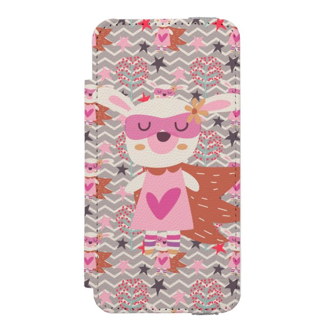 Girl Superhero Bunny Incipio iPhone Geldbeutel-Hülle (Folio Vorderseite)