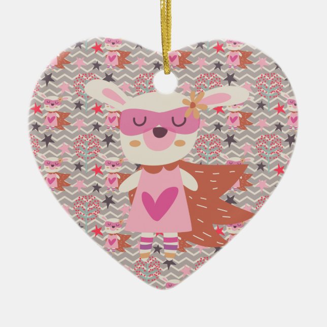 Girl Superhero Bunny Keramikornament (Vorne)
