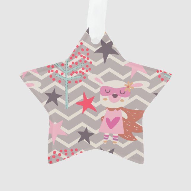 Girl Superhero Bunny Ornament (Rückseite)