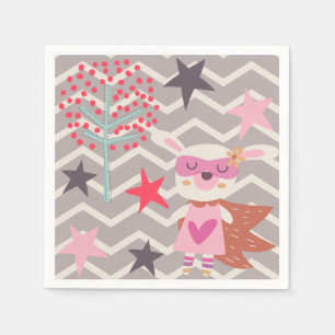 Girl Superhero Bunny Serviette