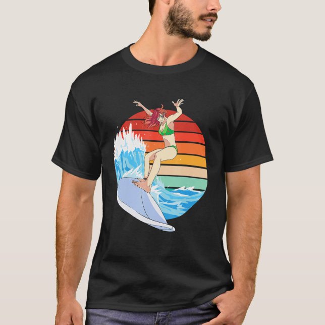Girl Surfers Frauensurfing Waves Frauensurfboa T-Shirt (Vorderseite)
