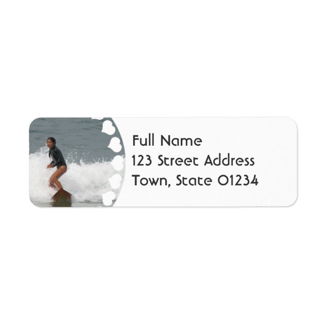 Girl Surfing Rücksendeadresse Mailing Label (Vorne)