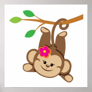 Girl Swinging Monkey Poster