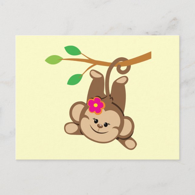 Girl Swinging Monkey Postkarte (Vorderseite)