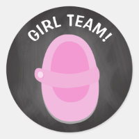 GIRL TEAM Classic Round Sticker, GENDER REVEAL