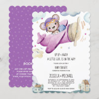 Girl Teddy Bear Airplane Babydusche