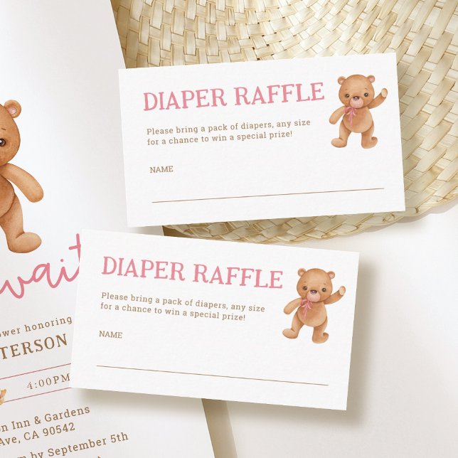 Girl Teddy Bear Baby Duschkabine Windeln Raffle Ti Begleitkarte (Von Creator hochgeladen)