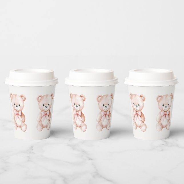 Girl Teddy Bear Babydusche Pappbecher (Multi)