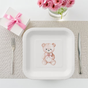 Girl Teddy Bear Babyduschpapier Pappteller