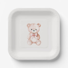 Girl Teddy Bear Babyduschpapier Pappteller
