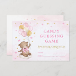 Girl Teddy Bear Balloons Candy Guessing Game Card Begleitkarte