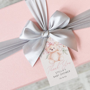 Girl Teddy Bear Balloons Danke Baby Dusche Geschenkanhänger