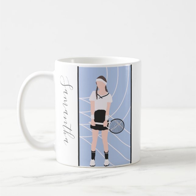 Girl Tennis Player Personalisiert Spielercoach Nam Kaffeetasse (Links)