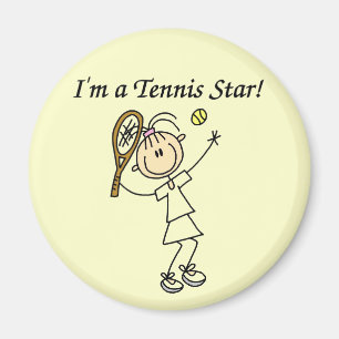 Girl Tennis Star T - Shirt und Geschenke Magnet