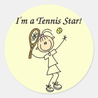 Girl Tennis Star T - Shirt und Geschenke Runder Aufkleber