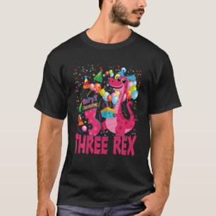 Girl Three Rex Geburtstag 3-jährige Dinosaurier Li T-Shirt