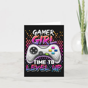 Girl Time to level up Video Game Birthday Gift Gif Karte
