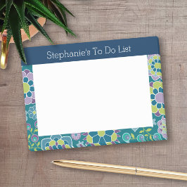 Girl To Do List Blumenmuster - Marine und Aquamari Post-it Klebezettel