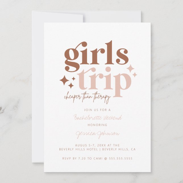 Girl Trip + Itinerary Combo Einladung (Vorderseite)