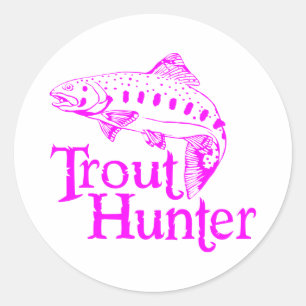 GIRL TROUT HUNTER RUNDER AUFKLEBER
