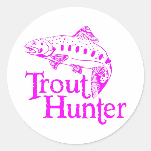 GIRL TROUT HUNTER RUNDER AUFKLEBER (Vorderseite)
