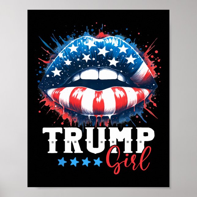 Girl Trump 2024 Wahl US-amerikanische Flagge Poster (Vorne)