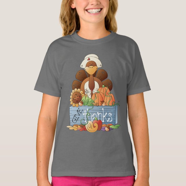 Girl Turkey Erntedank Holiday T - Shirt (Vorderseite)