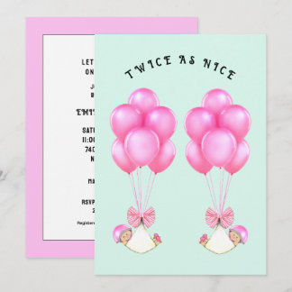 Girl Twins Baby Shower Einladung
