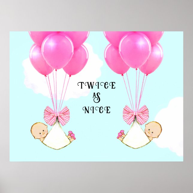 Girl Twins Baby Shower Poster (Vorne)