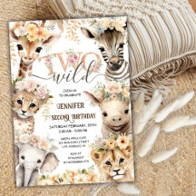 Girl TWO Wild Safari Tiere 2. Geburtstag