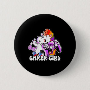 Girl Unicorn Gaming Niedliches Videospiel Lover Co Button