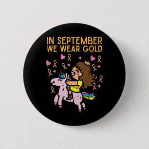 Girl Unicorn September Wear Gold Childhood Cancer Button