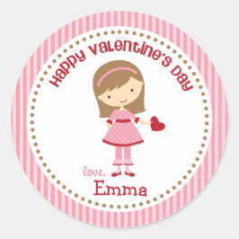 Girl Valentine Stickers (Pink) - Kinder Kinder Kin