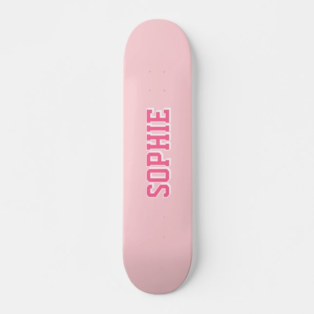 Girl Varsity Pink Skateboard Personalized Name (Vorne)