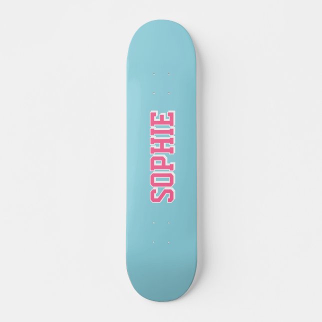 Girl Varsity Pink Skateboard Personalized Name (Vorne)