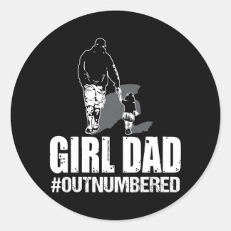 Girl Vater Outnummered Vathers Day Runder Aufkleber
