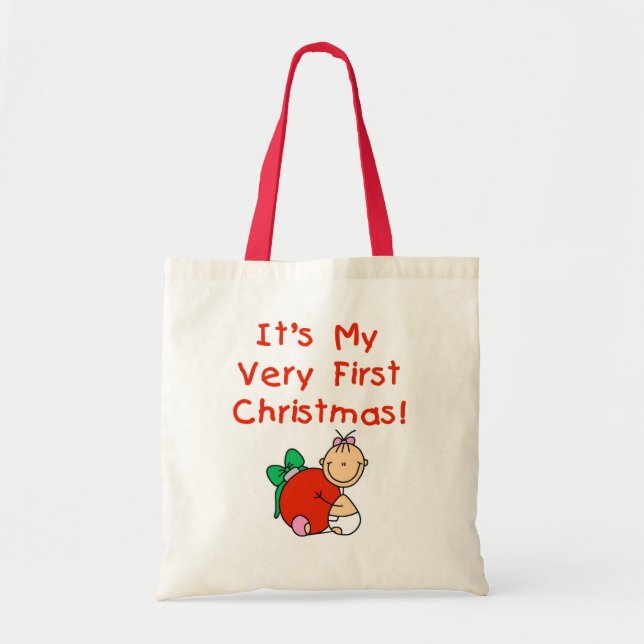 Girl Very First Christmas Tshirts and Gifts Tragetasche (Vorne)