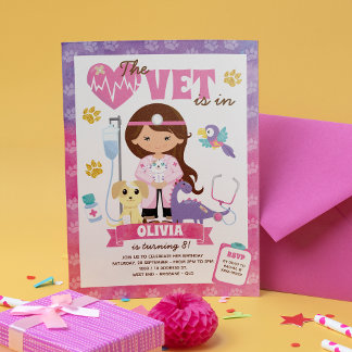 Girl Vet Birthday Party Einladung