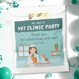 Girl Veterinarian Animal Clinic Birthday Thank You Geschenktütchen
