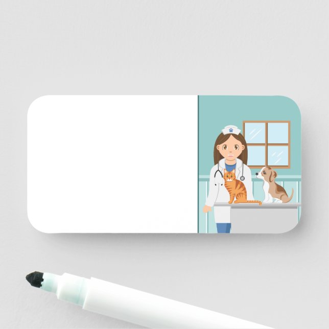 Girl Veterinarian For Kids' Pretend Play Activity Namensschild (Beispiel)