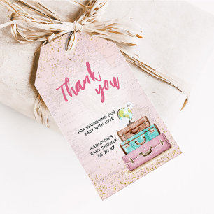 Girl Vintag Adventure Begin Baby Shower Favor Tag Geschenkanhänger