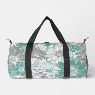 Girl Vintag Sage Green Floral Duffel Bag Duffle Bag