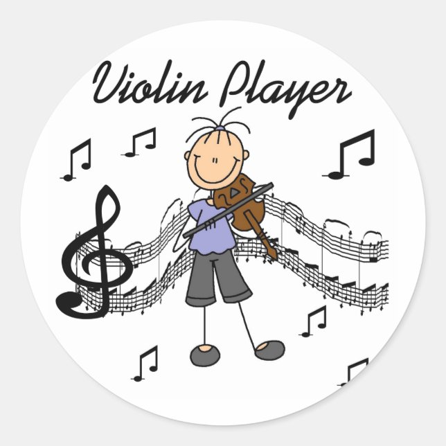 Girl Violin Player Tshirts und Geschenke Runder Aufkleber (Vorderseite)