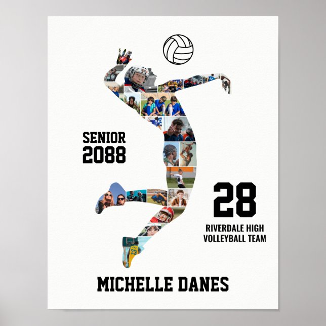 Girl Volleyball Player Custom Sports Photo Collage Poster (Vorne)