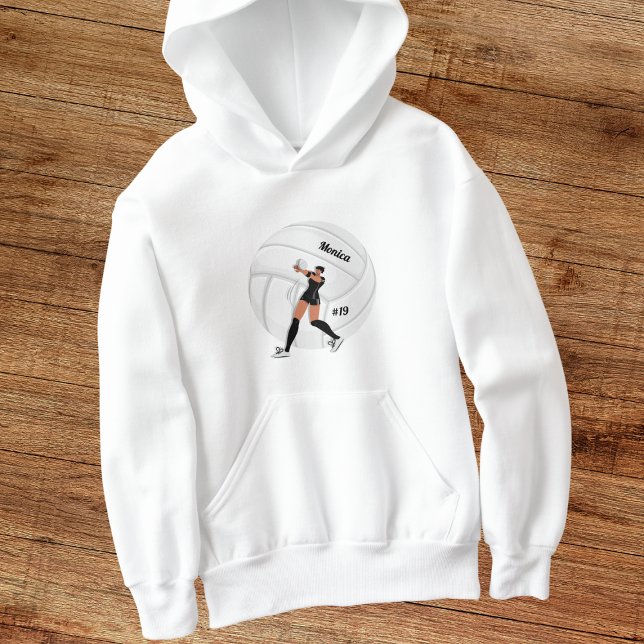 Girl Volleyball Spieler Kid Name Jersey Teamnummer Hoodie (Von Creator hochgeladen)
