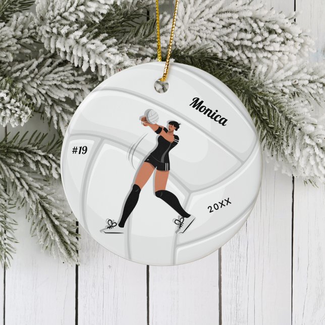 Girl Volleyball Spieler Kid Name Jersey Teamnummer Keramik Ornament (Von Creator hochgeladen)