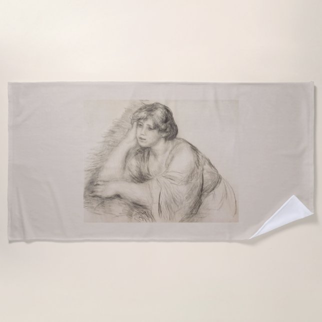 Girl (von Pierre-Auguste Renoir) Strandtuch (Vorderseite)