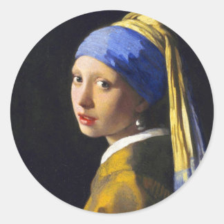 Girl w Pearl Earring ~ Vermeer Runder Aufkleber