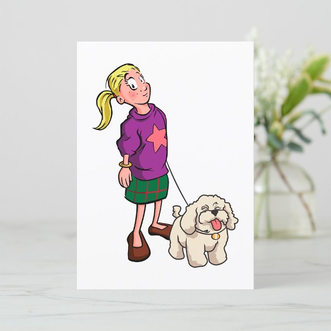 Girl Walking A Dog Einladung (Von Creator hochgeladen)