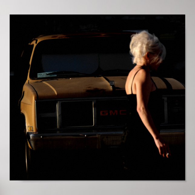 Girl Walking by Old GMC Truck Poster (Vorne)
